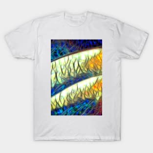 curved shapes in colourful stained glass window style T-Shirt